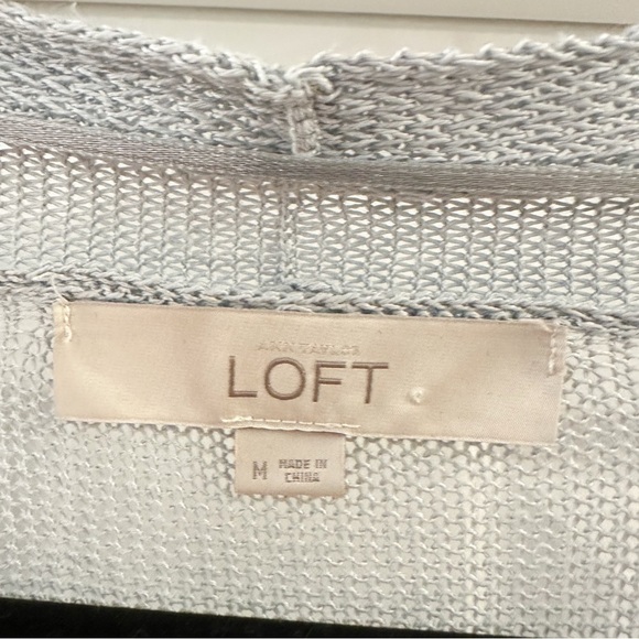 Loft Linen Blend Open Cardigan Pastel Light Blue coastal sz Medium - Picture 5 of 6